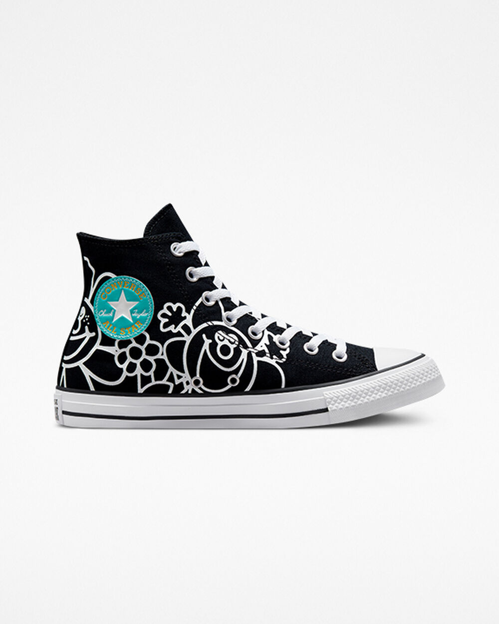 Zapatillas Converse Chuck Taylor All Star Hombre Negras Blancas | Chile-609746