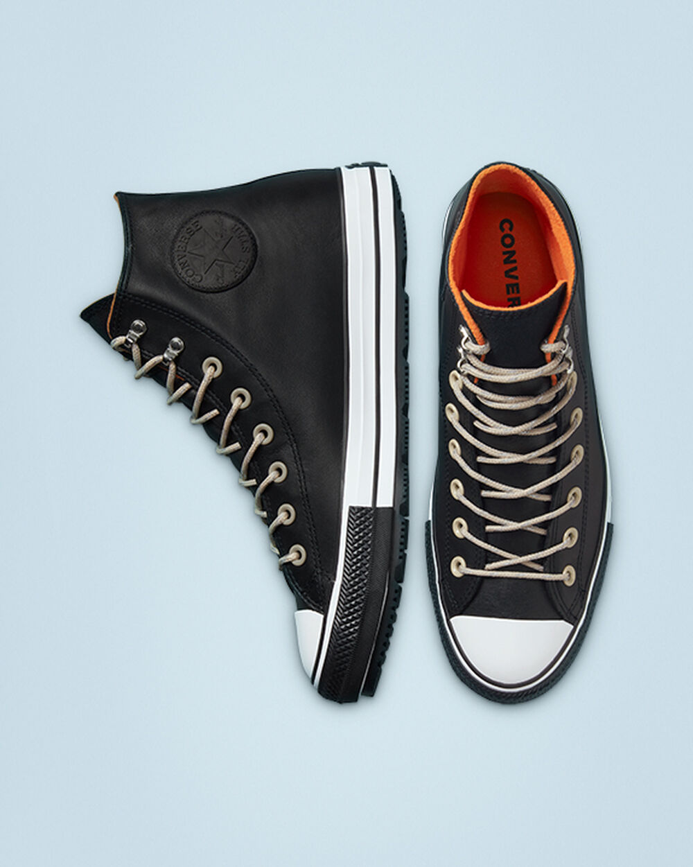 Botas de Invierno Converse Chuck Taylor All Star Mujer Negras Blancas Negras | Chile-091436