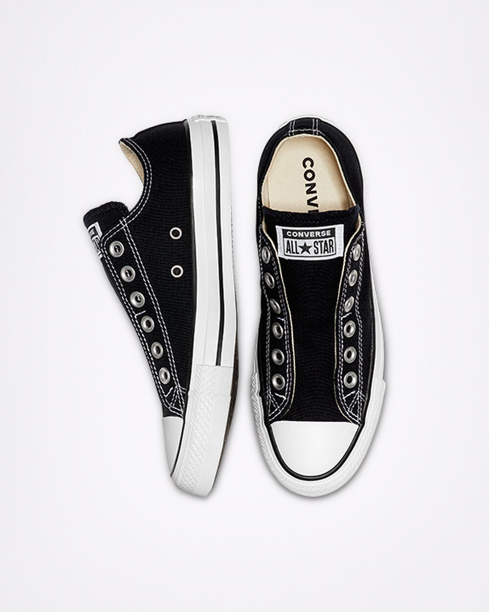 Slip On Converse Chuck Taylor All Star Mujer Negras Blancas Negras | Chile-581236