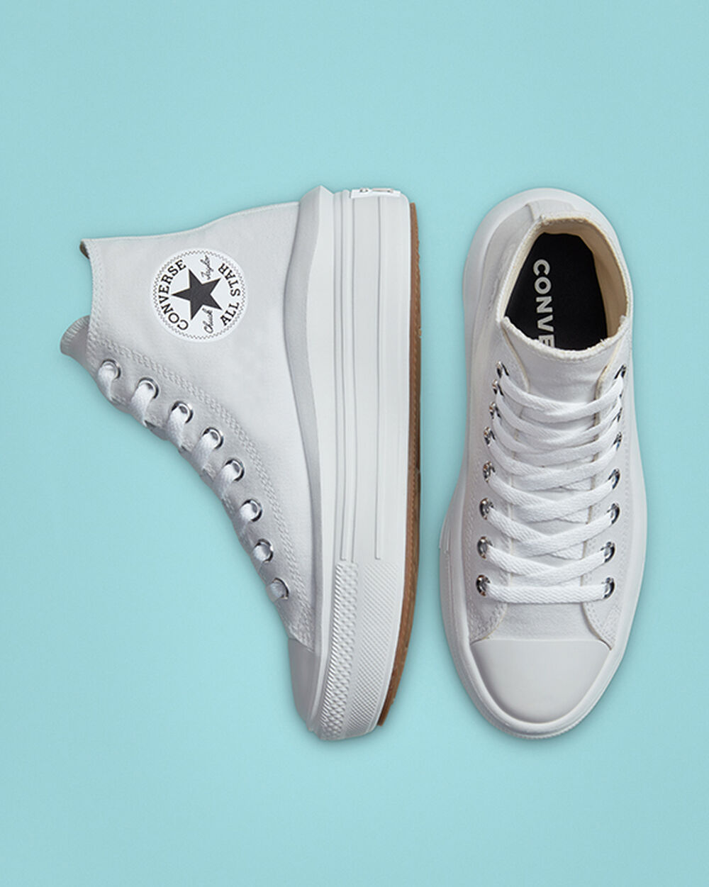 Zapatillas Converse Chuck Taylor All Star Move Mujer Blancas Beige Blancas Negras | Chile-093426