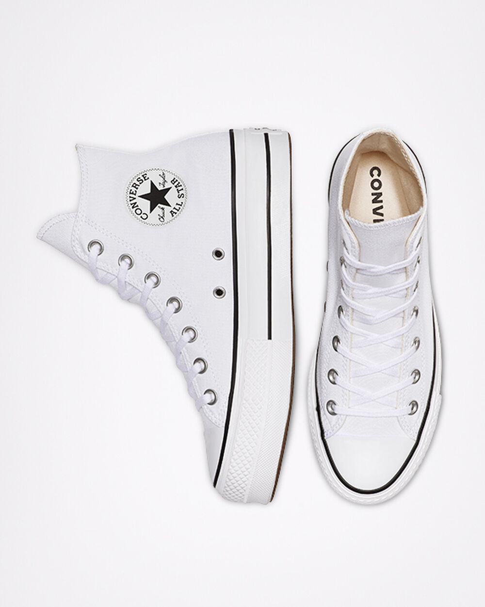 Zapatillas Converse Chuck Taylor All Star Mujer Blancas Negras Blancas | Chile-204936