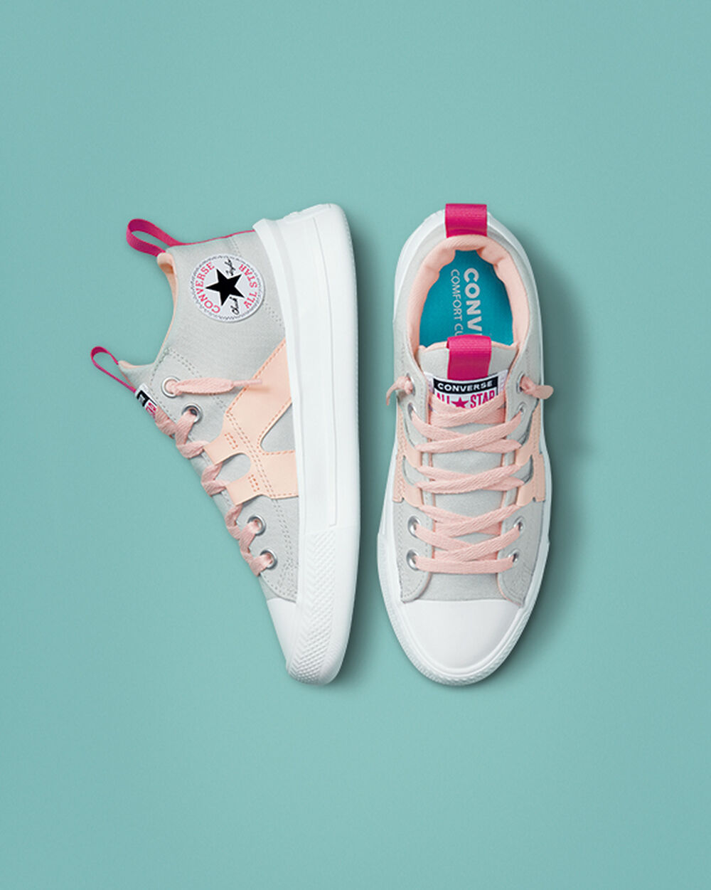 Zapatillas Converse Chuck Taylor All Star Niña Gris Claro Rosas | Chile-240396