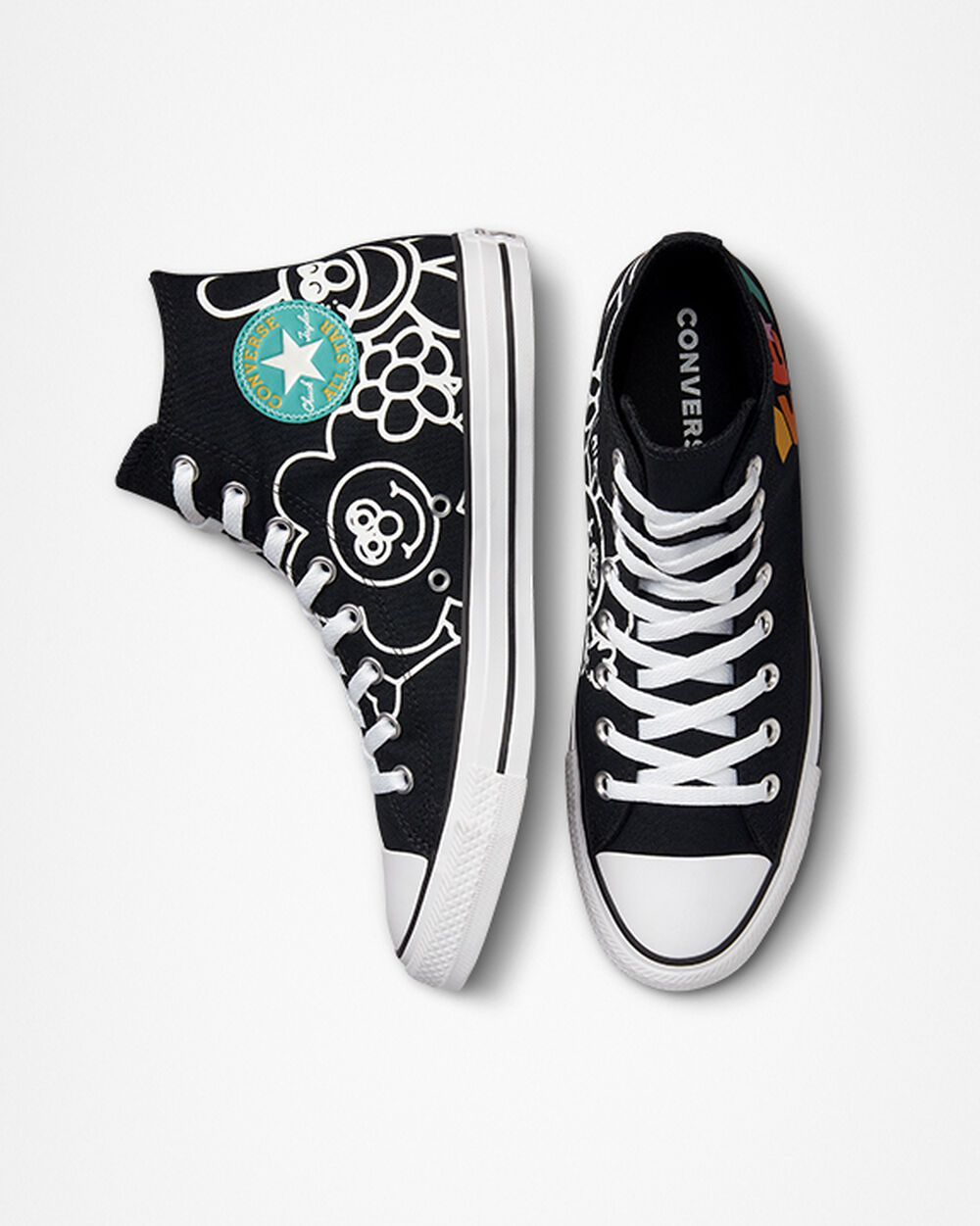 Zapatillas Converse Chuck Taylor All Star Hombre Negras Blancas | Chile-609746