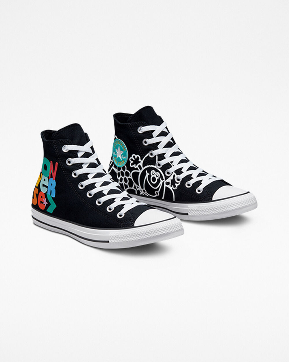 Zapatillas Converse Chuck Taylor All Star Hombre Negras Blancas | Chile-609746