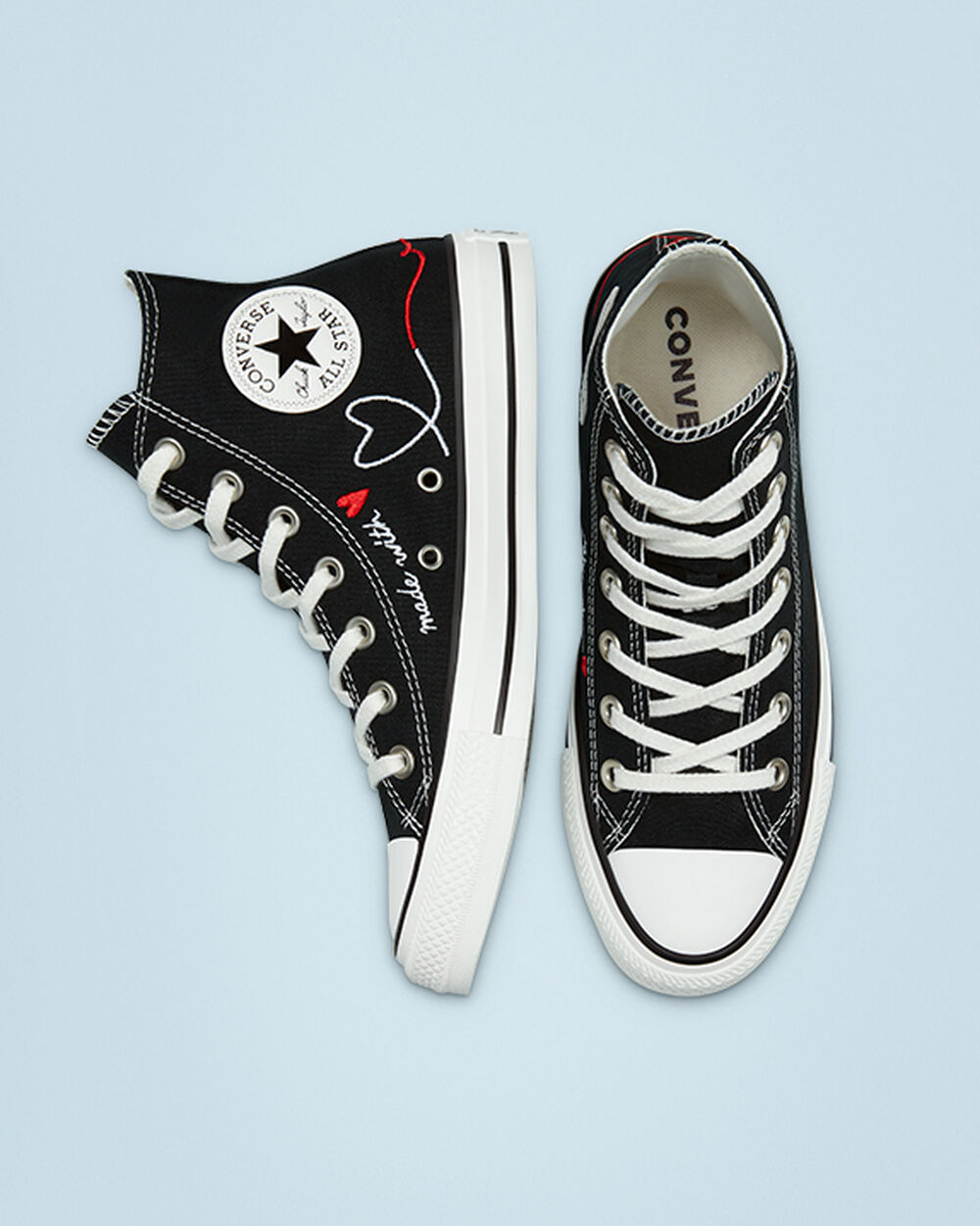 Zapatillas Converse Chuck Taylor All Star Hombre Negras Blancas | Chile-974236